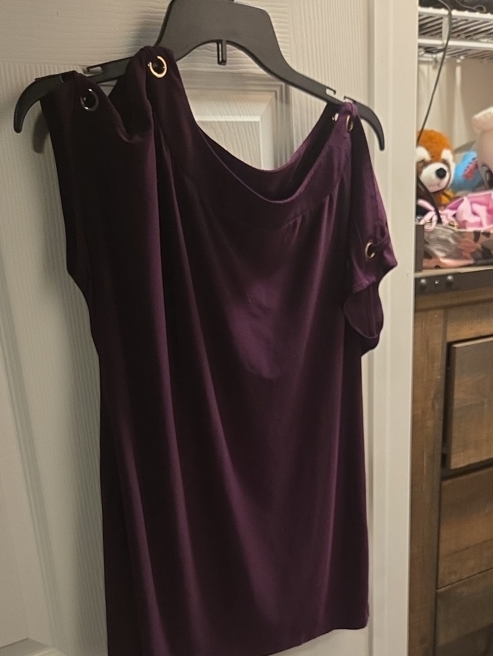 PerSeption Concept One-Shoulder Purple Dress with Grommet Accents